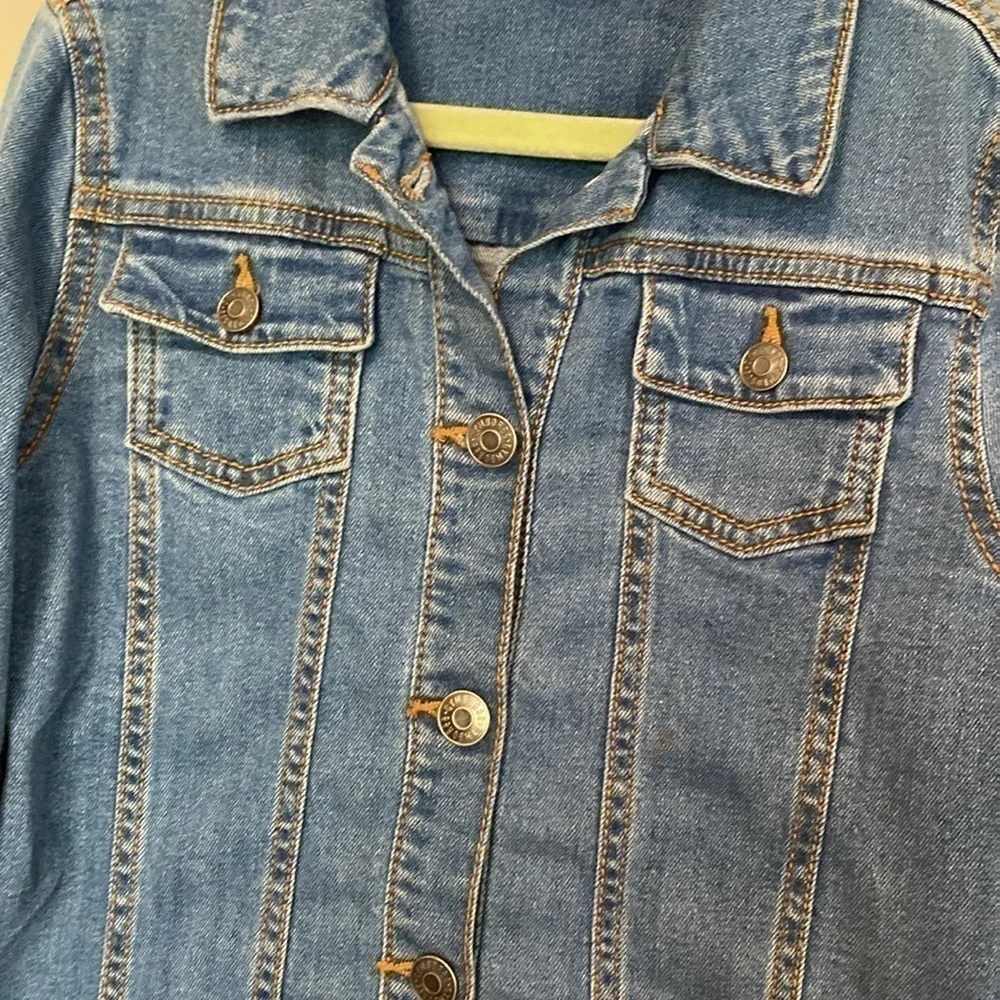 Gymboree long sleeve denim full button down pocket coat jacket med(7/8)